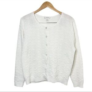 Vintage Scoop Neck Cable Knit White Cardigan